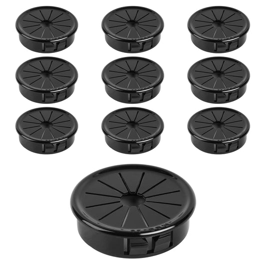 KALIONE 10 Pieces Rubber Grommets, 1-1/2 Inch Rubber Grommets for Wiring, Petal-Shaped Desk Cable Hole Covers, Wire Organizer Grommet for Desk, Desk Grommet Cable Grommet Replacement Kit, Black