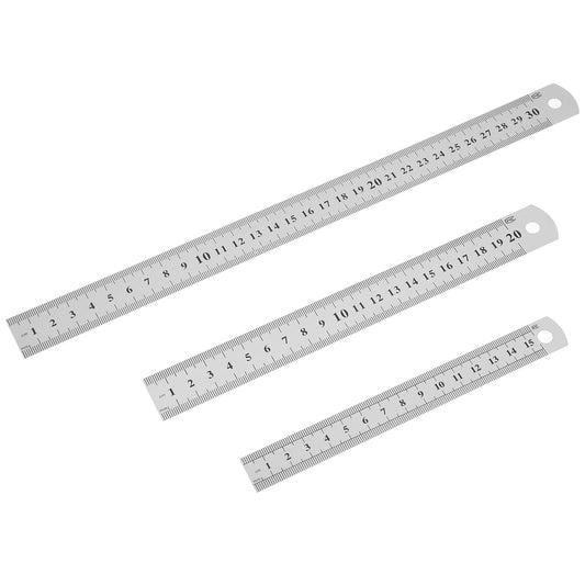 3Pcs Stainless Steel Ruler,Metal Ruler Set (6 8 12 inch),Metric Ruler,Ruler Metal Straight Ruler Machinist Ruler Imperial Ruler, for School, Office, Home, Engineer, Craft