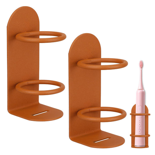 KALIONE 2 Packs Electric Toothbrush Holder, Electric Toothbrush Holder Wall Mounted, Non-Drilling Carbon Steel Toothbrush Stand for Home Bathroom Wall Organizer, Orange