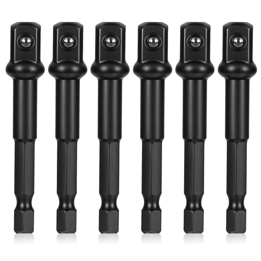 3/8 Impact Adapter 6 Pack 3/8 Socket Adapter 1/4 Inch to 3/8 Socket Adapter Kit for Impact Driver Automotive DIY Extension Socket Driver Bits Handle Nut Driver and Drills