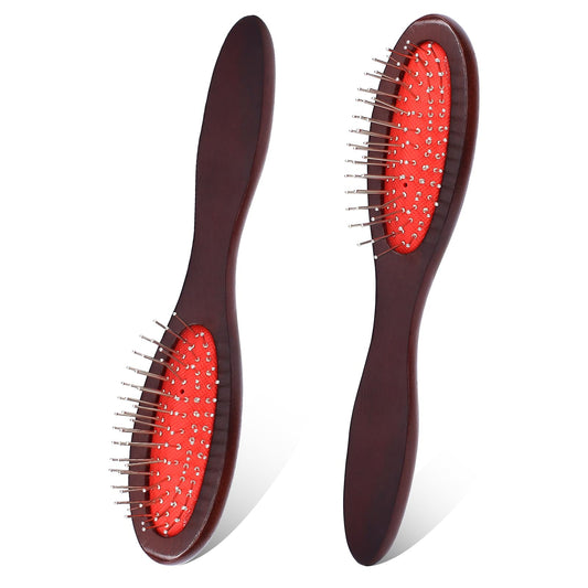 Hair Extension Brushes, 2 Pieces Wig Brush for Synthetic Wigs Portable Synthetic Wig Hair Brush Metal Wire Wet Hair Comb Professional Stainless Steel Teeth Wig Brush for Women Girls Human Hair