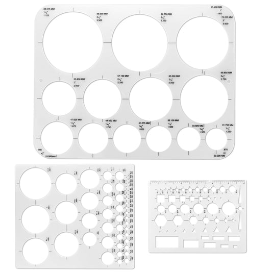 3 PCS Circle Template Circle Stencil Round Drawing Stencil Drafting Stencils Measuring Tools Plastic Geometric Stencils Drawing Aid Tool Circle Ruler for Drafting Building Formwork