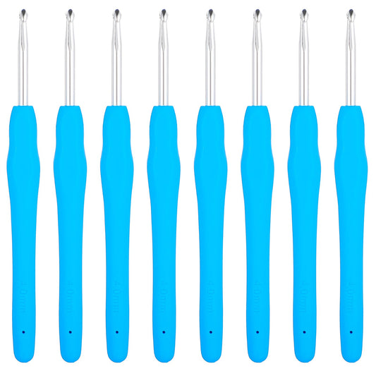8 Pcs 4.0mm Crochet Hooks US Size G/6 Ergonomic Crochet Hook Crochet Needles Aluminum Knitting Needles Craft Yarn, Crochet Hook for DIY Craft, Gold Crochet Needles for Knitting Scarf(Blue)