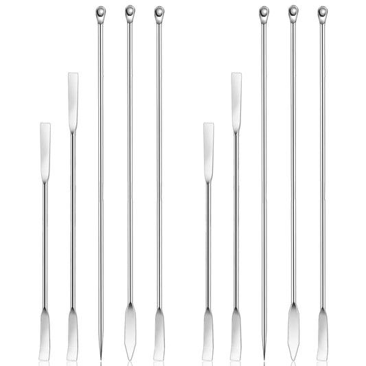 10Pcs Lab Spatula Micro Spoons, Stainless Steel Mini Metal Spatula Micro Sampling Scoop Micro Measuring Spoons Double Ended Mixing Spoon Spatulas Reagent Laboratory Spoon for Powders Gel Cap Filler