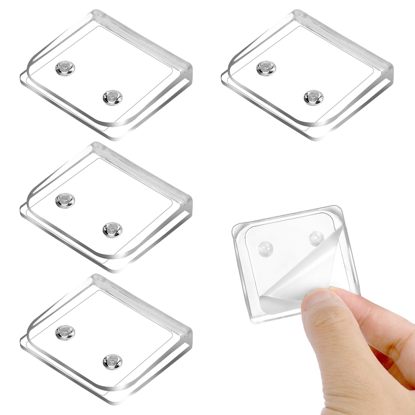 Shower Curtain Clips,4 Pcs Self Adhesive Shower Splash Guard Clear Windproof Splash Clips for Shower Liners Curtains,Easy to Install, No Tools Required