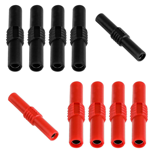 QfwdfcTrenz 10 Pcs Insulated 4mm Banana Plug Adapter Power Connector Female to Female Banana Jack Socket Couplers Cable Extension Plug Adapter Multifunctional (Black+Red)