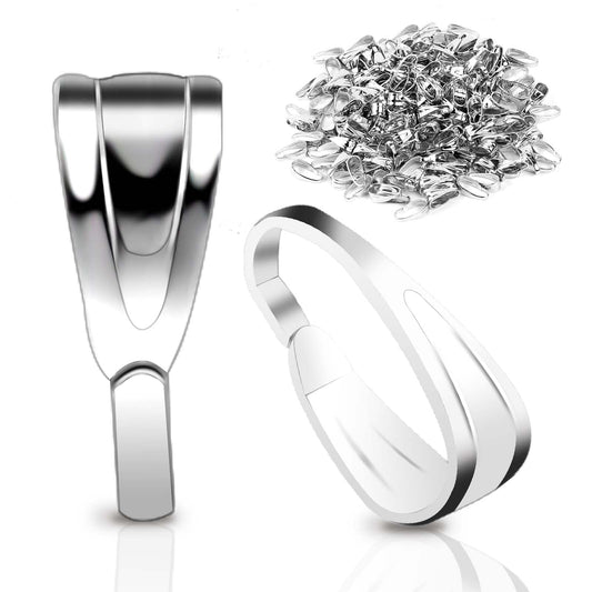 200 Pcs Pinch Bail for Jewelry Making, Pinch Bails for Pendants Necklace Pendant Clasps Connectors Pinch Clip for for Necklace Dangle Charm DIY Craft Making, Silver, 3x7x2.7mm