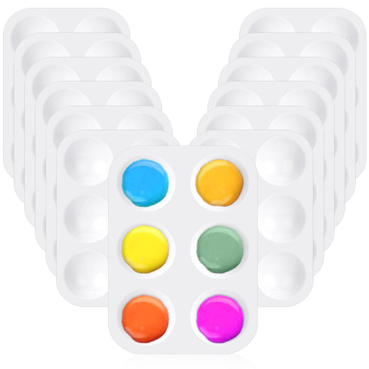 12 Pack Paint Tray Palettes with 6 Wells Mini Paint Palettes Color Palette Plastic Paint Pallets for Acrylic Watercolor Oil Painting Party Art Painting DIY Craft