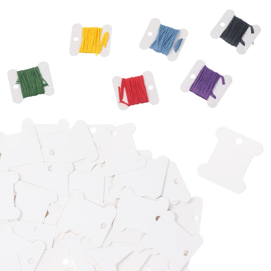 200PCS Embroidery Floss Bobbins, Paper Embroidery Thread Cards, White Sewing Machine Bobbin for Cross Stitch, Yarn Bobbin Winder for Sewing Thread Storage, Needlework Supplies for Sewings Threads