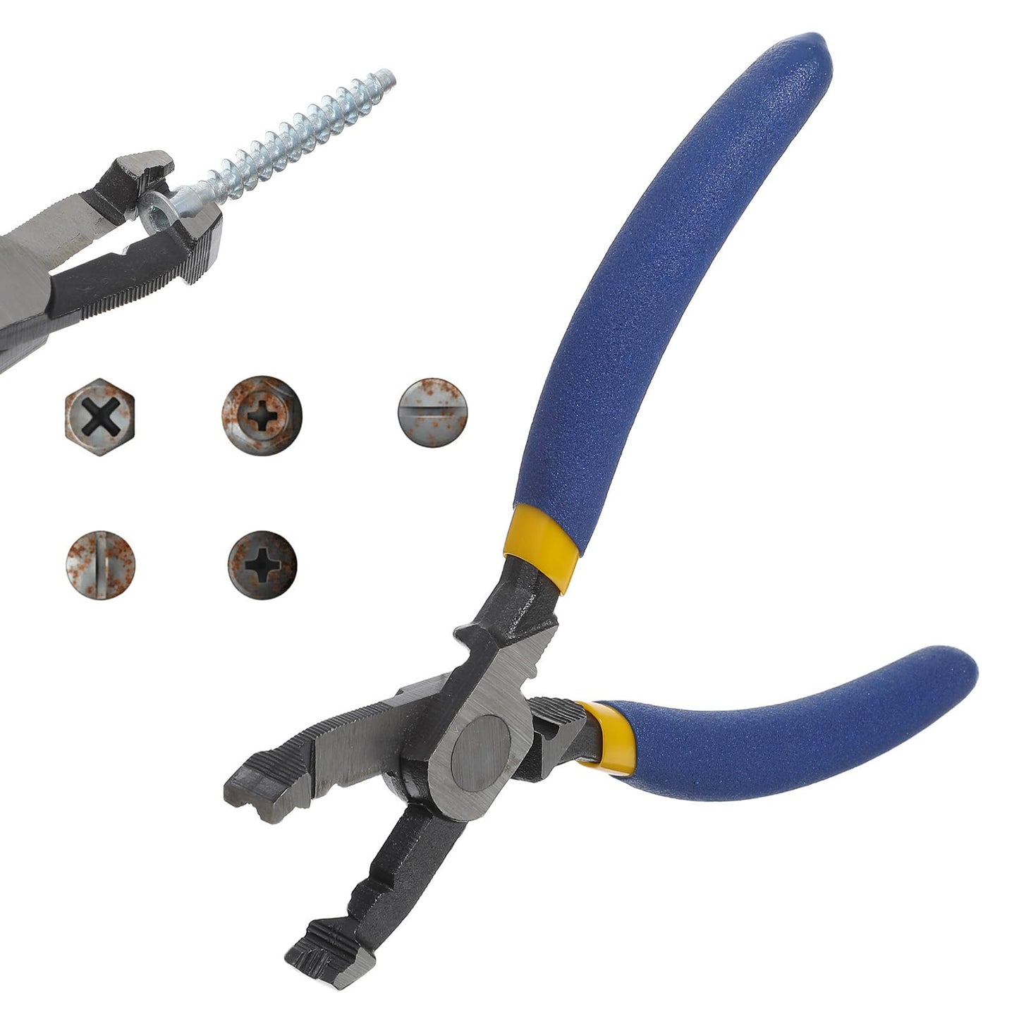 Multi-Function Screw Extractor Pliers, Stripped Screw Remover Tool with Non-Slip Mouth, Remove Rusted Screws, Screws Pliers for Tightening, Loosening and Gripping Nuts and Bolts