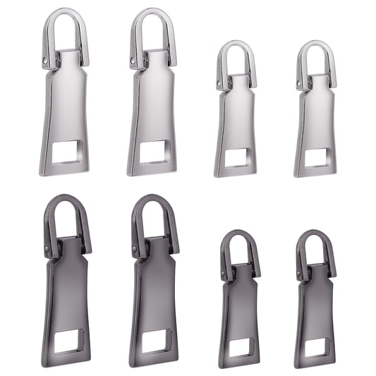 8 PCS Zipper Pull Replacement, Metal Zipper Pull Tabs Zipper Handle Zipper Repair Kit Universal Zipper Fixer for Luggage Clothing Suitcases Jackets Backpacks Boots Purse Coat(2 Size, Silver/Grey)