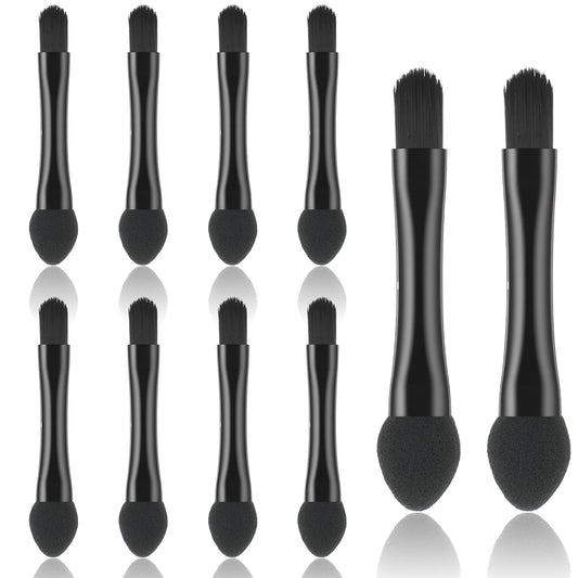 10 PCS Eyeshadow Applicators, Double Side Eye Shadow Sponge Applicators Brushes Portable Travel Eyeshadow Makeup Applicator for for Women Girls Eye Make Up, Black
