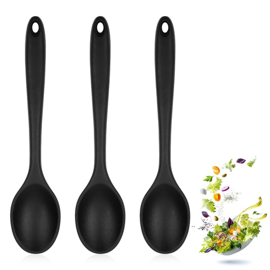 3Pcs Silicone Spoon Silicone Nonstick Mixing Spoon Heat Resistant Silicone Basting Utensil Spoon Non Stick Serving Spoon for Kitchen Baking Serving Stirring
