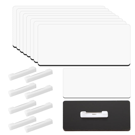 8 Pcs DIY Blank ID Name Badge Sublimation Name Tag Name Tag Blank with Round Corners Pin Backing Name Tag Badge for School Office(1.5 x 3 inch)