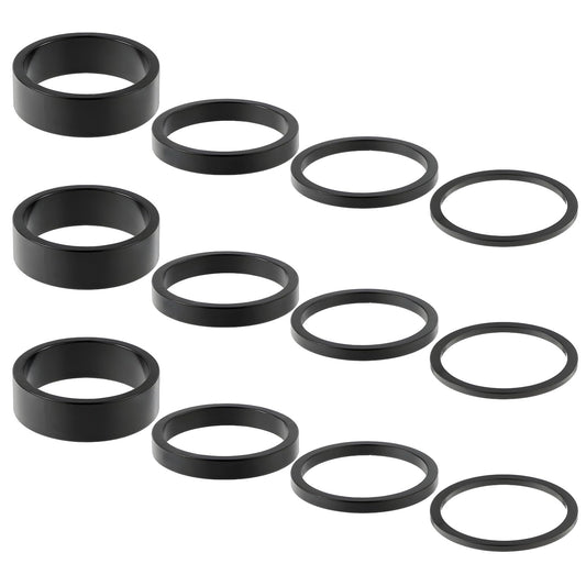 EupHHonycs 12 PCS Bicycle Headset Spacer, 4 Sizes Aluminum Alloy Bike Headset Spacers Bikes Handlebar Stem Spacers Fit 1-1/8 Inch Stem Mountain Bike Road Bikes Handlebar (10mm 5mm 3mm 2mm)