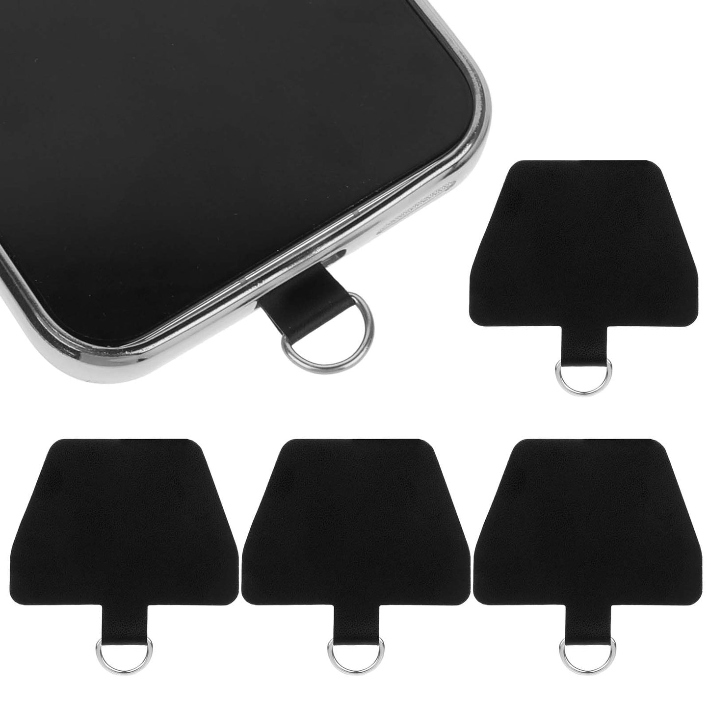 Styquenzer Leather Phone Tether Tab, 4 PCS Phone Lanyard Tether Replacement Part, Trapezoid Patches for Cell Phone Lanyard Phone Wrist Strap with Adhesive Compatible for All Most Smartphones Cases