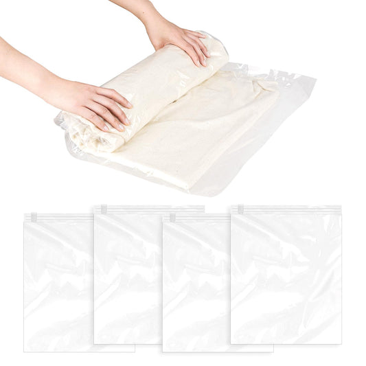 4Pcs Travel Space Saver Bags Vacuum Storage Travel Storage Bags for Clothes Compression Sealer Bag Roll-up Compression No Vacuum Needed Packing Organizers for Travel, comforters, blankets, and Clothes