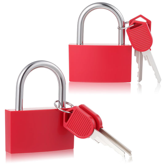 2PCS Large Key Lock for Locker 42mm, Gym Locker Lock with Key Heavy Duty Locks Waterproof Padlocks Keyed Storage Luggage Padlocks for Gate Love Locks Sheds Fence Toolbox Indoor and Outdoors Use, Red