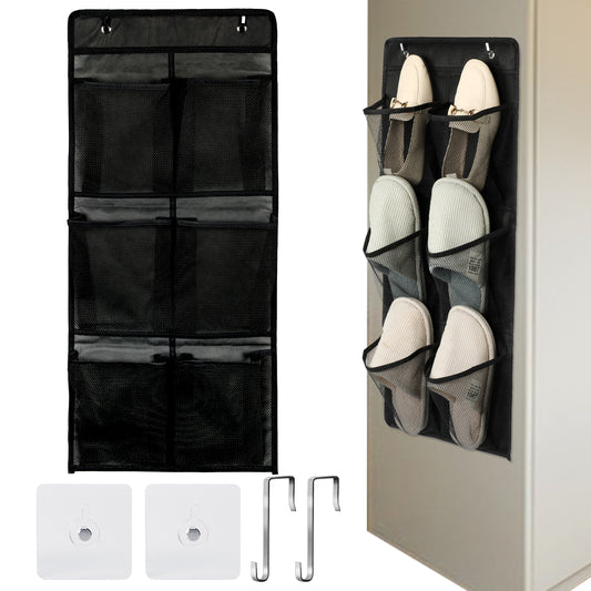 Over the Door Shoe Organizers with Hooks and Sticky Hanging Mounts, 6 Large Pockets Shoe Rack Door Hanging Shoe Storage Organizer Shoe Holder for Closet Door