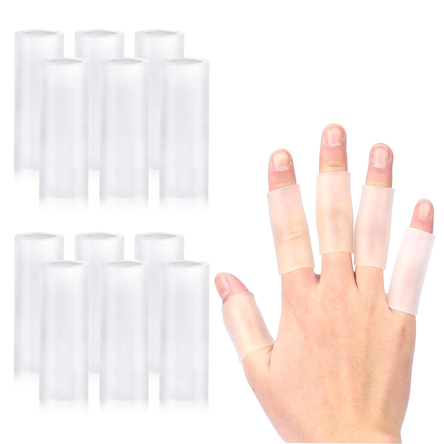 salbsever 20 Pcs Gel Finger Sleeve Protectors Silicone Finger Sleeve Finger Covers Cushions and Protects Silicone Finger Protectors Rubber Finger Shields Provide Relief forCracked Finger