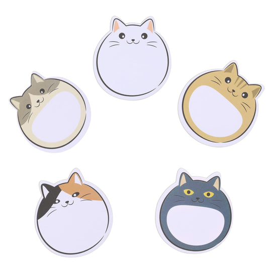 Cat Sticky Notes 5 Pack 150 Sheets - Cute Animal Sticky Notes with 5 Cat Patterns