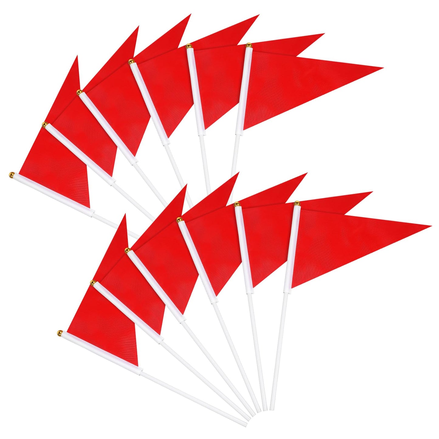 Small Red Pennant Flags, 12 Pack, Mini Red Flags on Sticks, Hand Held Solid Pennant Flag, Red DIY Graffiti Bunting Flags with Solid Pole, Party Events Celebrations School Grand Opening