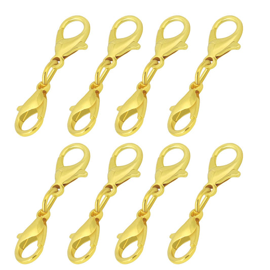 8 Pcs Double Lobster Clasp Extender, 1 inch Double Claw Connector Necklace Extenders Gold Bracelet Extender, Necklace Extension Jewelry Clasps and Closures for DIY Jewelry Making(Gold)
