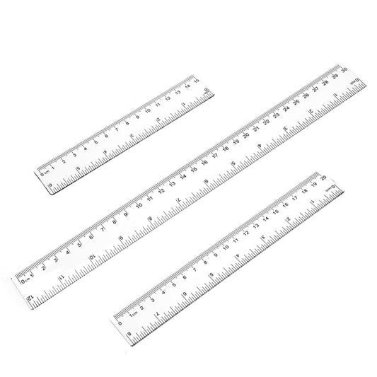 3 Pack Plastic Straight Ruler Transparent Measuring Tool Acrylic Clear Ruler 6 Inch 8 Inch 12 Inch Ruler Set for School Office Student