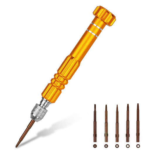 5 in 1 Mini Screwdriver Set Gold Screwdriver Small Fine Screwdriver Multifunctional Precision Glasses Repair Screwdriver Tool Kit for Electronics Watch Glasses Laptops Jewellery