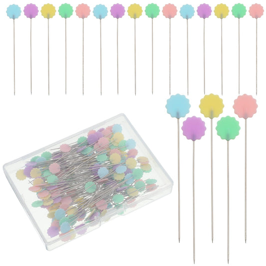 200 Pcs Flat Head Straight Pins, Quilting Pins with Colored Heads, Straight Pin Sewing Dressmaker Pin Flower Head for DIY Projects