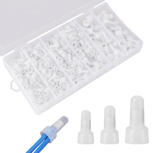 350 Pcs Closed End Crimp Connector Kit 22-16/16-14/12-10 AWG Gauge Wire Crimp Caps Wire Connectors Crimp CE1, CE2, CE5 Nylon Insulated Crimp Cap Terminals