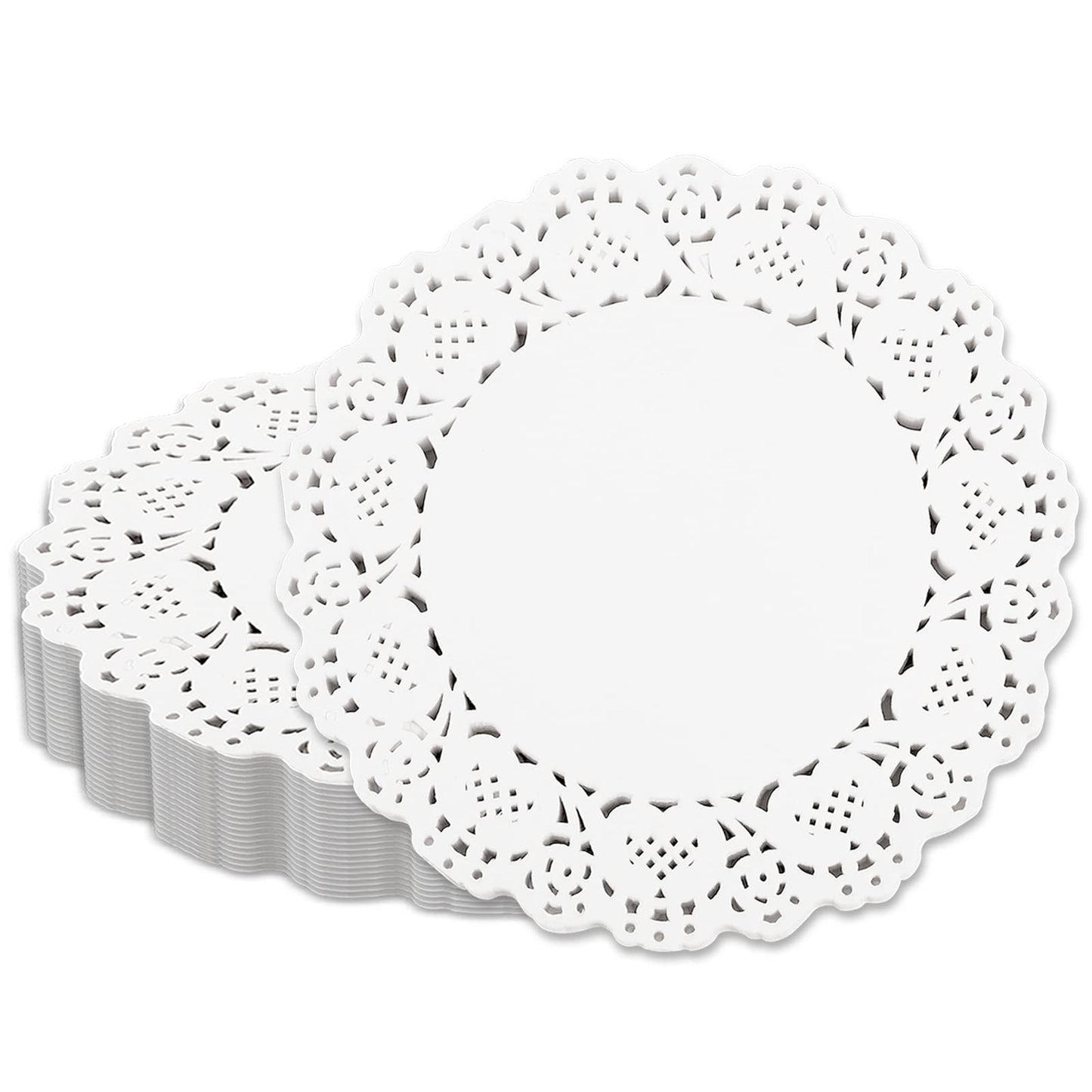 Vin Beauty 150 Pieces Paper Doilies White Doilies Lace Paper Disposable 5.5 inch Round Paper Doilies for Buffet Cake Fried Food Party Christmas Wedding Tableware Decoration