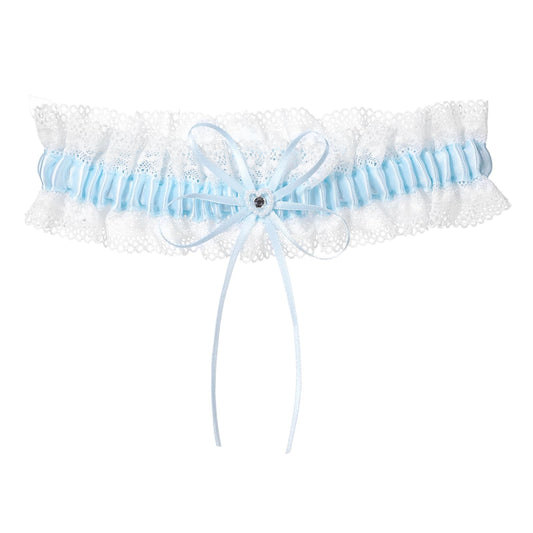 Garter Blue Wedding, Classic Blue Garter Wedding for the Bride Wedding Garter Belt with Blue Bow Elastic Lace Garters Elegant Wedding Gift for Party Engagement