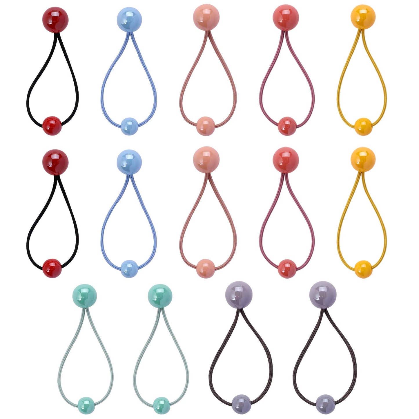 14 Pieces Double-balls Kids Hair Tie Ponytail Elastics Holders Hair Balls for Girls Hair Rubber Hair Elastics Ties Ball Hair Tie for Women Girl Kids Hair Accessories