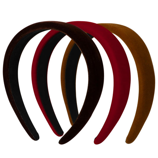 Wide Headbands for Women's Hair Velvet Soft Head Bands Vintage Elastic Band for Women Girls No Slip Hairband Hair Accessories Fashion Headbands(3Pcs/Black Brown Coffee)