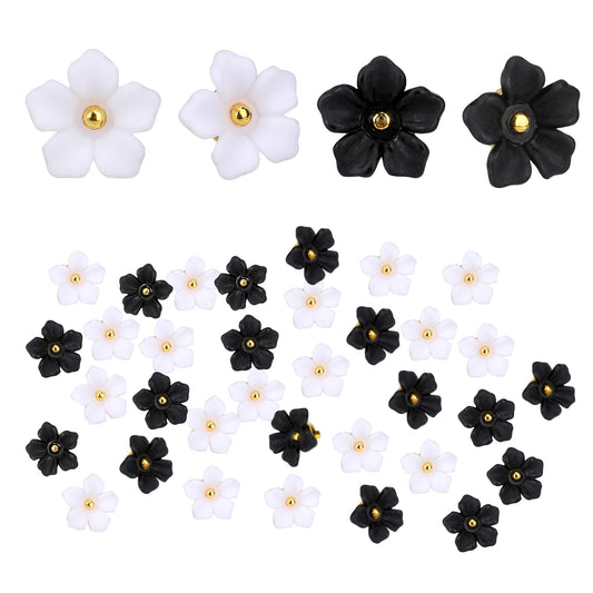 30 PCS Flower Resin Button 13mm Flower Buttons Resin Button for Sewing White & Black Sewing Buttons DIY Handmade Sewing Crafting Decoration Knitting Baby Clothes