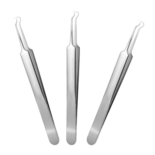 3 pieces blackhead tweezers, stainless steel blackhead remover, comedone squeezer, pimples, squeezing tool, blackhead, acne, pimple remover, tweezers, blackhead remover, curved tweezers, unisex