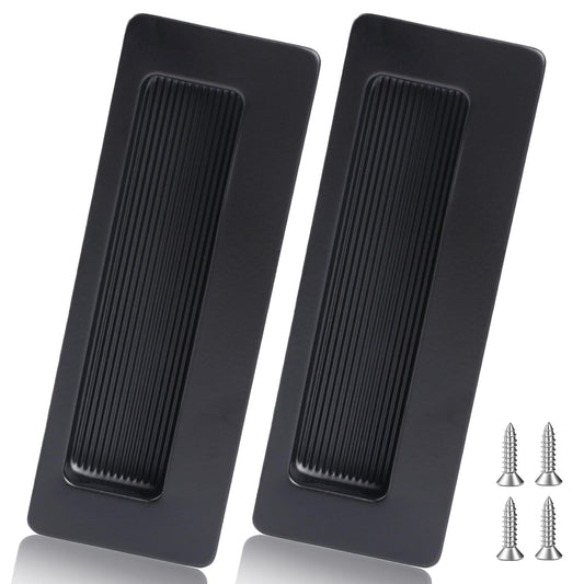 KALIONE 2 Sets Recessed Door Handles 4.5 Inch Flush Barn Door Pulls Sliding Closet Door Pulls Black Closet Door Finger Pulls Rectangular Invisible Pocket Door Handles