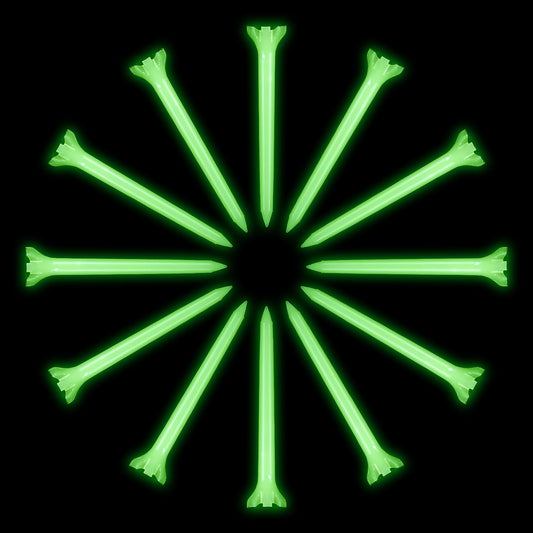 Qulkws Glow in The Dark Golf Tees, 12 Pcs Fluorescent Green Light Up Golf-Tee, Professional Plastic Golf-Tees for Night Golf, Indoor Outdoor Trainning, Reduce Side Spin Friction