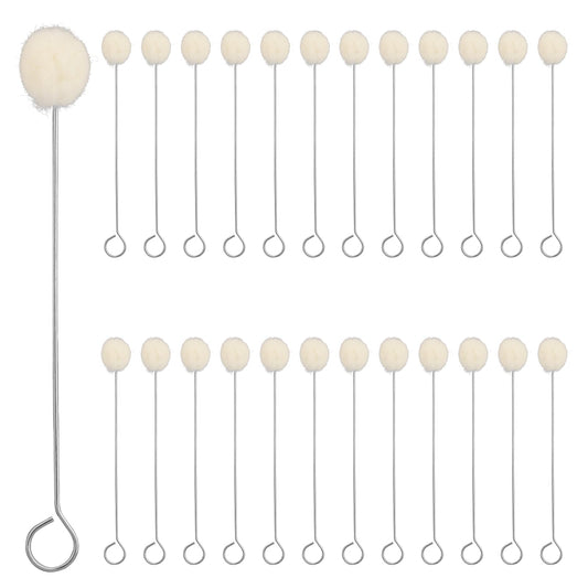 Mozeat Lens Wool Daubers Ball Brush, 25 Pcs Leather Dye Tool with Metal Handle, Dyeing Applicator for DIY Crafts Projects