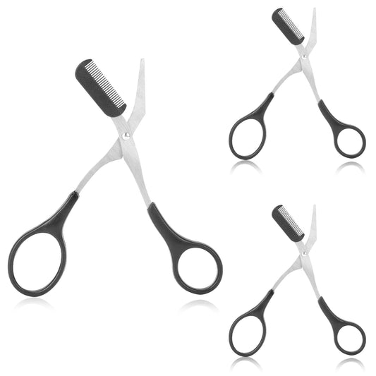 Eyebrow Scissors with Comb Precision Eyebrow Trimmer Scissors Eyebrow Trimming Scissors with Comb Non-Slip Finger Grips Hair Removal Eyebrow Scissors for Men Women (Black)