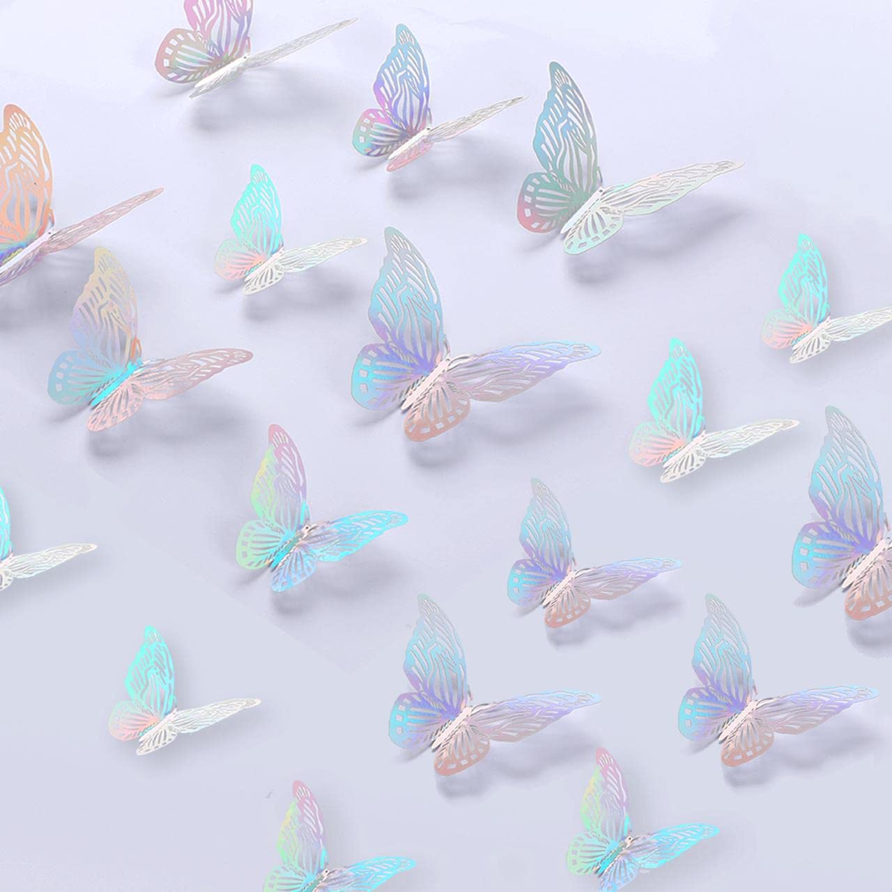 36pcs Butterfly Wall Stickers, 3 Sizes 3D Butterflies Wall Decals Glitter Butterfly Stickers for Walls, Wall Stickers for Bedrooms, Classrooms, Party, Wedding, Backdrop Wall Decor