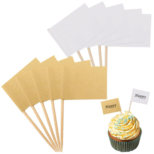 100PCS Food Labels for Party Buffet, Blank Toothpick Flags Cocktail Sticks for Food, Cupcake Toppers Cheese Labels Party Food Flags for Buffets to Write it On