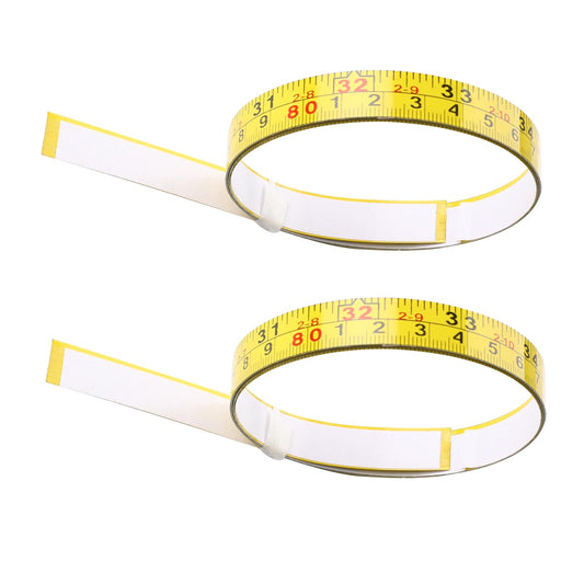 2 Pieces 44-inch Steel Sticky Workbench Measure Tape Adhesive Measuring Tape Imperial and Metric Scale Measure Ruler Left to Right Reading Tape for Woodworking Saw Drafting Painting(Yellow)