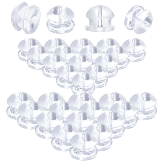 Pack of 100 Transparent Earring Clasps Safety Earring Back Hamburger Shaped Rubber Plug Cap Soft Silicone Back Pad Earring Stopper Replacement for Stud Earrings Jewellery Accessories