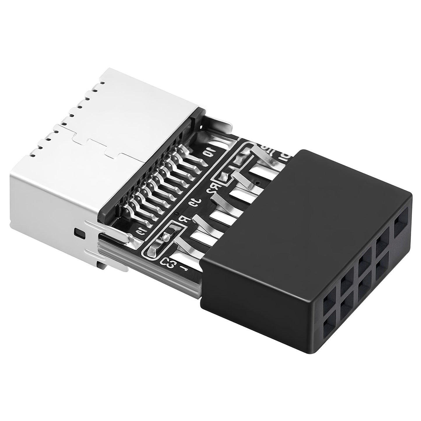Xelsluthe USB 2.0 to USB 3.2 Gen 1 Header Adapter for Mainboard, 9 Pin Headers Internal Converter with Type-E Key-A Female Front Panel Connector, Mainboard Header Adapter