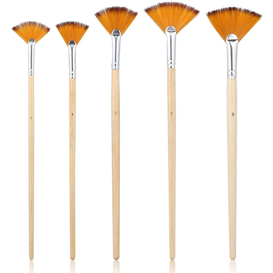 5 Pcs Fan Paint Brushes for Acrylic Painting, Oil Acrylic Paint Brushes, Fan Brush for Painting, Nylon Hair Watercolor Fan Brushes