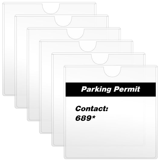 KALIONE 6 pcs Car Card Holder, Clear Permit Holders Car Windscreen Card Holder Self Adhesive Ticket Holders Square Ticket and Note Holders for Car Windscreen Photos Business Cards