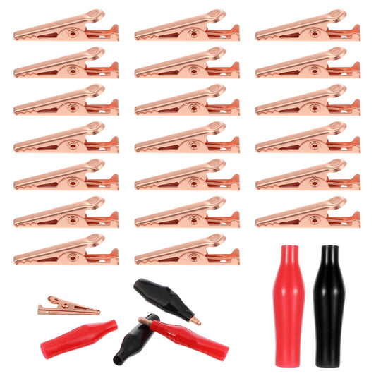 Insulated Alligator Clips, 20 Pcs Toothless Mini Alligator Clips Electrical Test Clip Soldering Heat Sinks Micro Clip with Smooth Microscopic Tip (Black, Red)