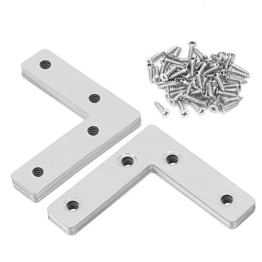 12 Packs L Shape Flat Brackets Flat Corner Brace, Steel Corner Brackets, Stainless Steel L Shape Flat Brackets Mending Plates, Heavy Duty Shelf Supports, Corner Brace for Shelves Furniture